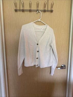 Market & Spruce Cream V-Neck Button Cardigan